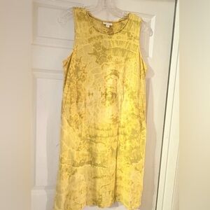 J. Jill Yellow Tie-Dye Midi Dress With Pockets Size Small